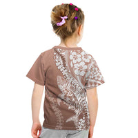 Hawaii Puakenikeni And Maile Lei Kid T Shirt Brown Polynesian Shark Tattoo DT05