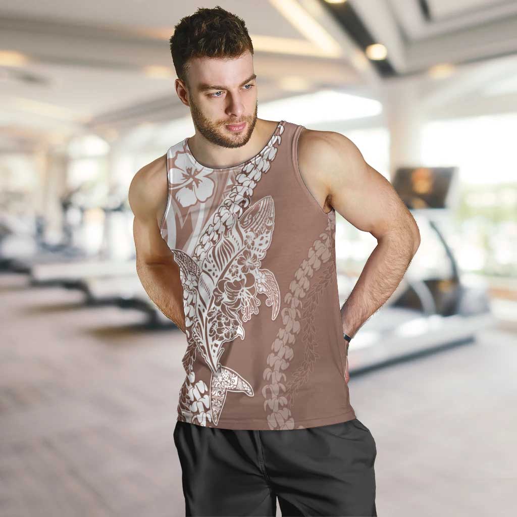 Hawaii Puakenikeni And Maile Lei Men Tank Top Brown Polynesian Shark Tattoo DT05 Brown - Polynesian Pride