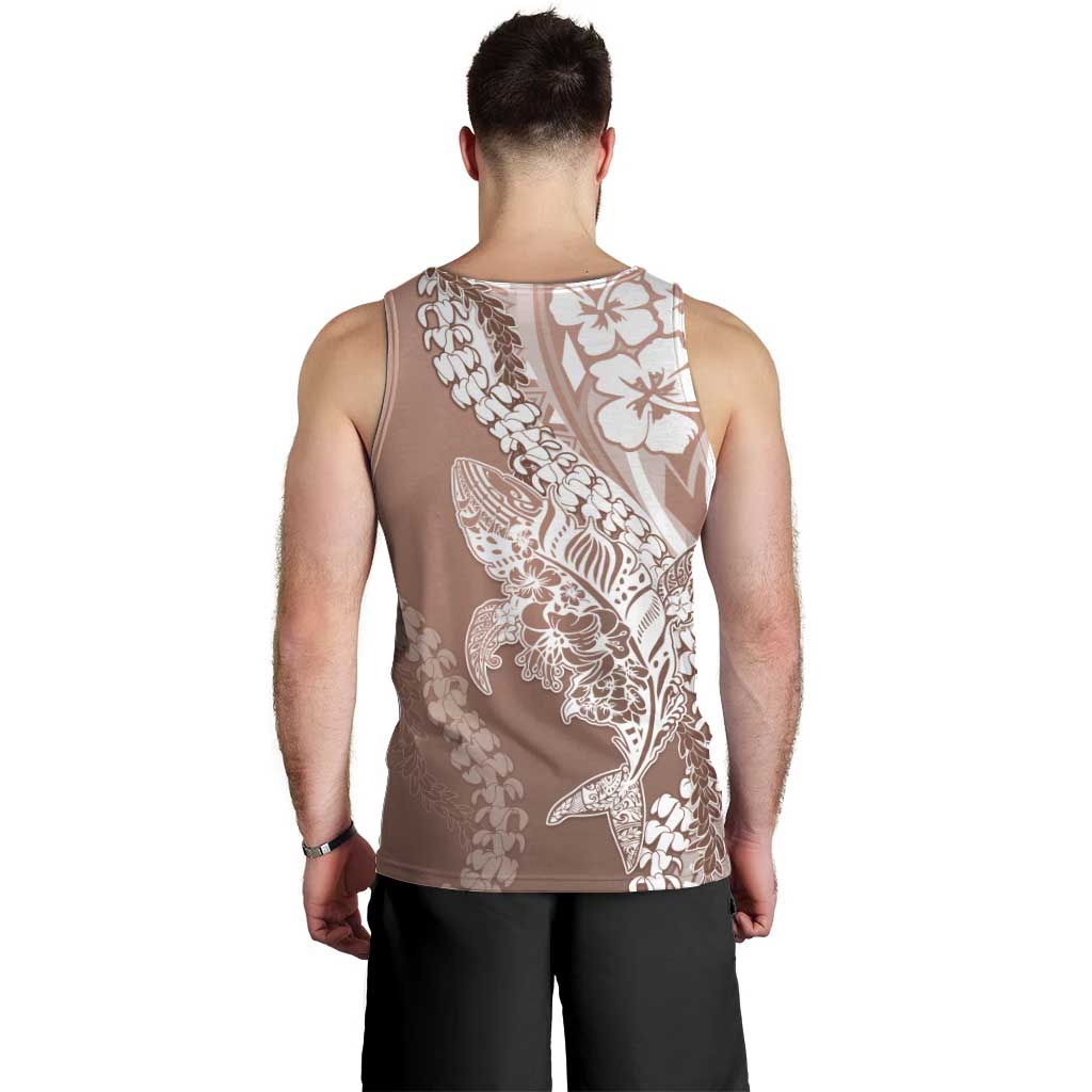 Hawaii Puakenikeni And Maile Lei Men Tank Top Brown Polynesian Shark Tattoo DT05 - Polynesian Pride