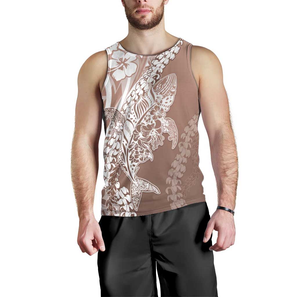 Hawaii Puakenikeni And Maile Lei Men Tank Top Brown Polynesian Shark Tattoo DT05 - Polynesian Pride