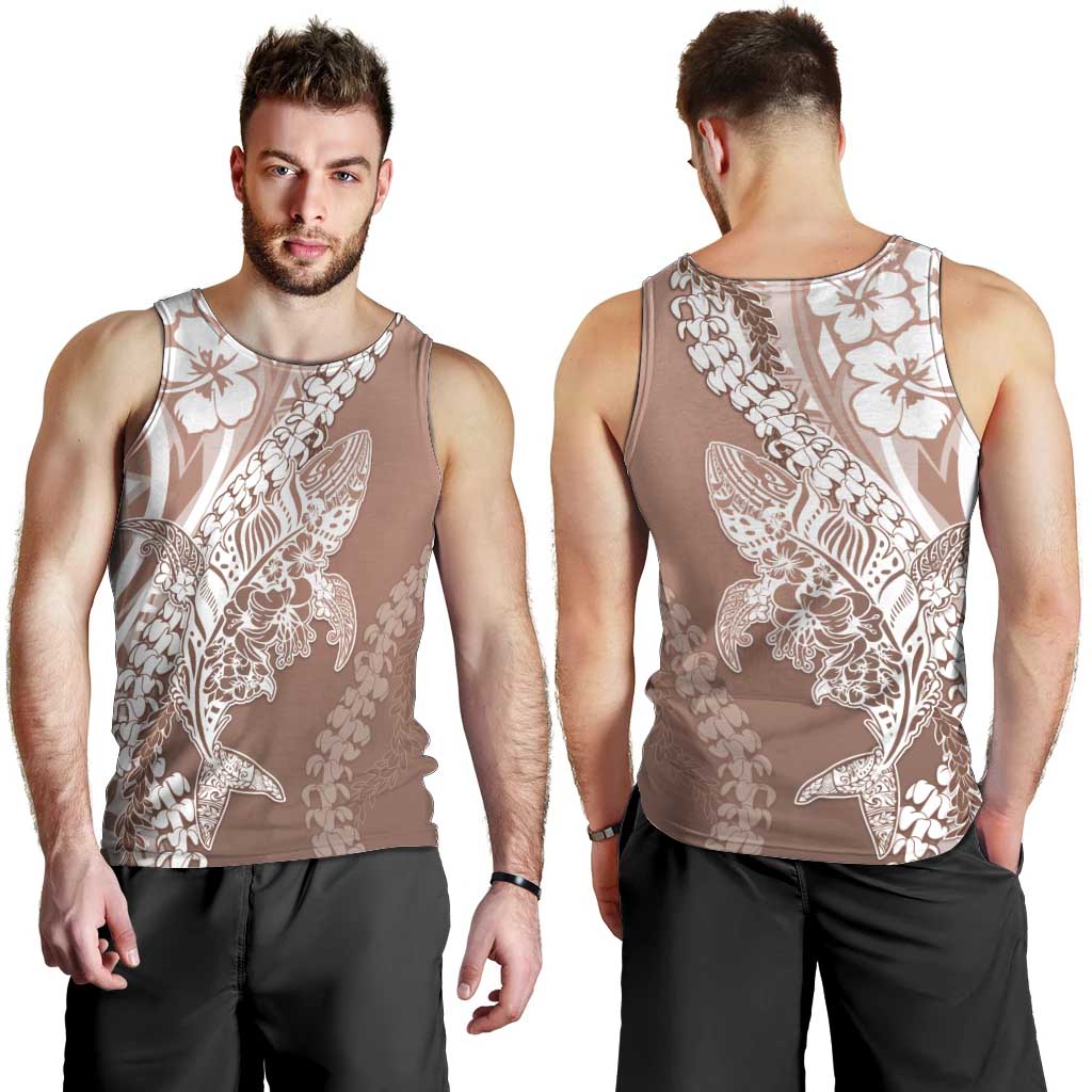 Hawaii Puakenikeni And Maile Lei Men Tank Top Brown Polynesian Shark Tattoo DT05 - Polynesian Pride