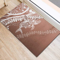 Hawaii Puakenikeni And Maile Lei Rubber Doormat Brown Polynesian Shark Tattoo DT05 - Polynesian Pride