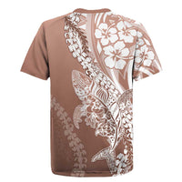 Hawaii Puakenikeni And Maile Lei Rugby Jersey Brown Polynesian Shark Tattoo DT05 - Polynesian Pride