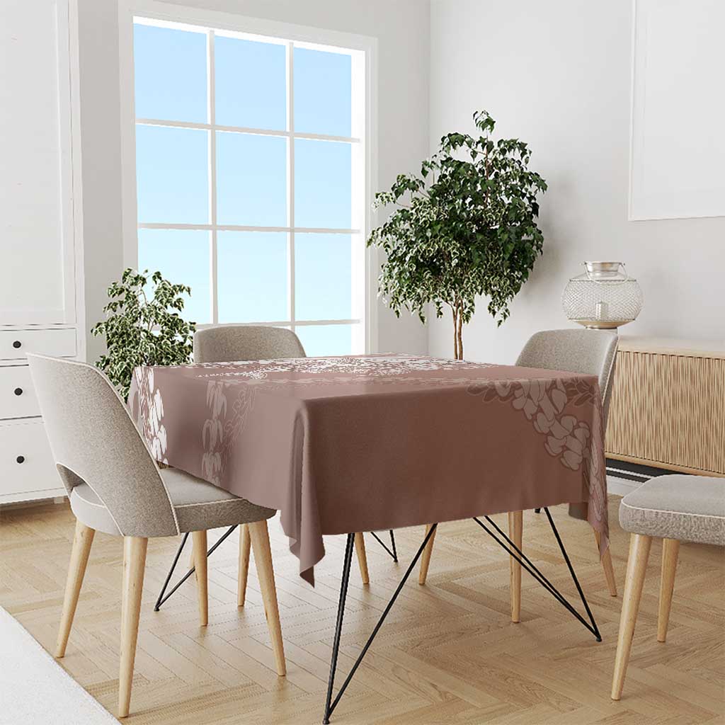 Hawaii Puakenikeni And Maile Lei Tablecloth Brown Polynesian Shark Tattoo DT05 - Polynesian Pride