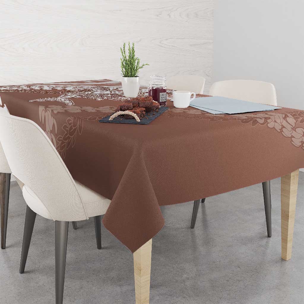 Hawaii Puakenikeni And Maile Lei Tablecloth Brown Polynesian Shark Tattoo DT05 - Polynesian Pride