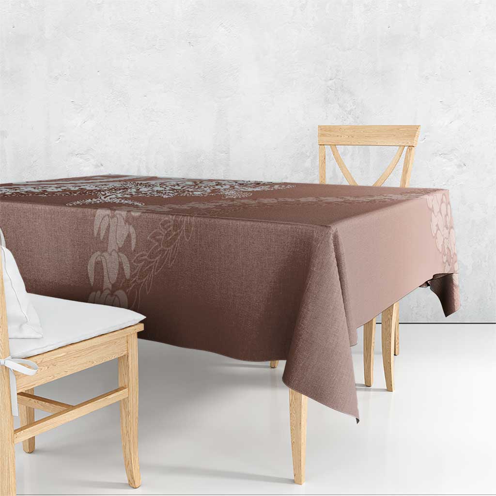 Hawaii Puakenikeni And Maile Lei Tablecloth Brown Polynesian Shark Tattoo DT05 - Polynesian Pride