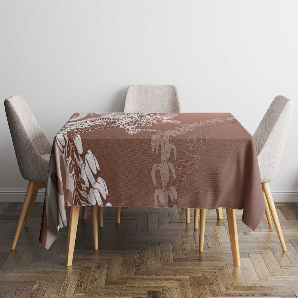 Hawaii Puakenikeni And Maile Lei Tablecloth Brown Polynesian Shark Tattoo DT05 - Polynesian Pride