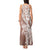 Hawaii Puakenikeni And Maile Lei Tank Maxi Dress Brown Polynesian Shark Tattoo DT05