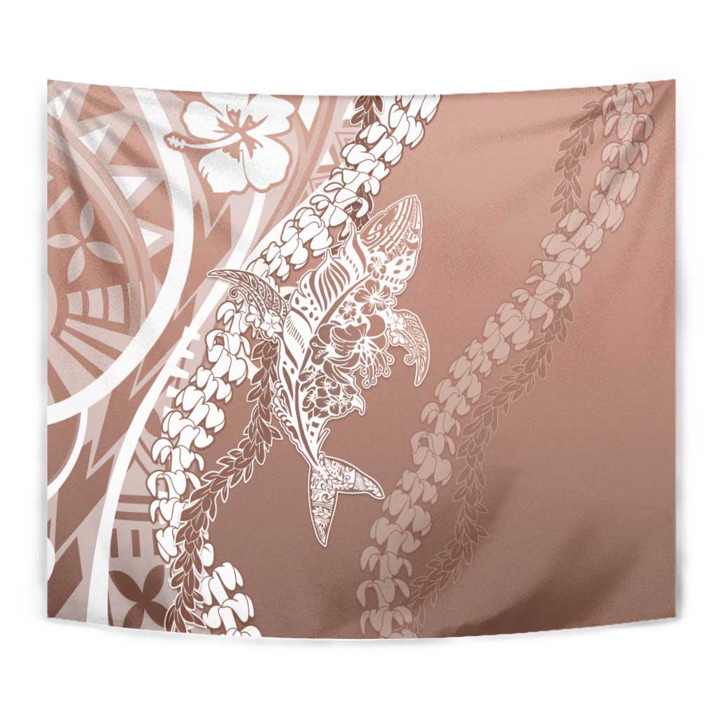 Hawaii Puakenikeni And Maile Lei Tapestry Brown Polynesian Shark Tattoo DT05