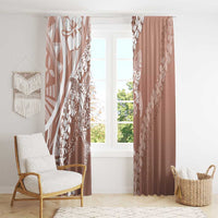 Hawaii Puakenikeni And Maile Lei Window Curtain Brown Polynesian Shark Tattoo DT05