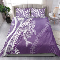 Hawaii Puakenikeni And Maile Lei Bedding Set Violet Polynesian Shark Tattoo DT05