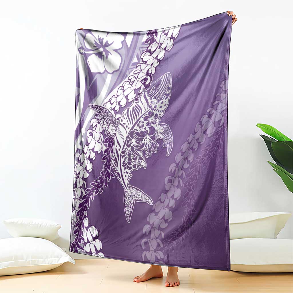 Hawaii Puakenikeni And Maile Lei Blanket Violet Polynesian Shark Tattoo DT05