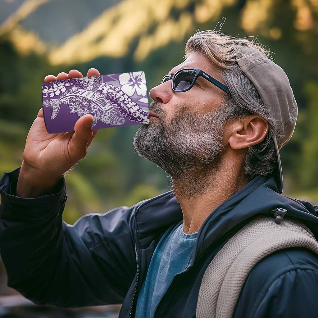 Hawaii Puakenikeni And Maile Lei 4 in 1 Can Cooler Tumbler Violet Polynesian Shark Tattoo DT05