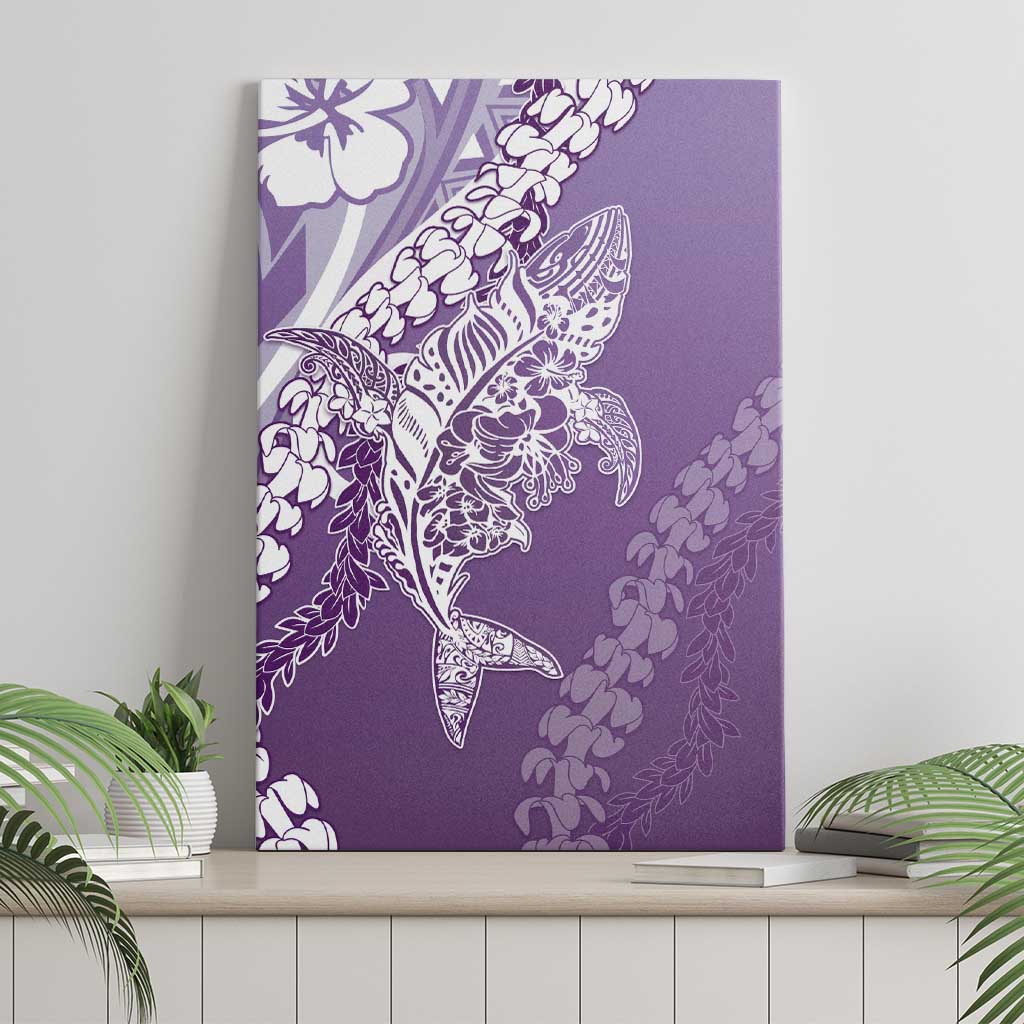 Hawaii Puakenikeni And Maile Lei Canvas Wall Art Violet Polynesian Shark Tattoo DT05 - Polynesian Pride