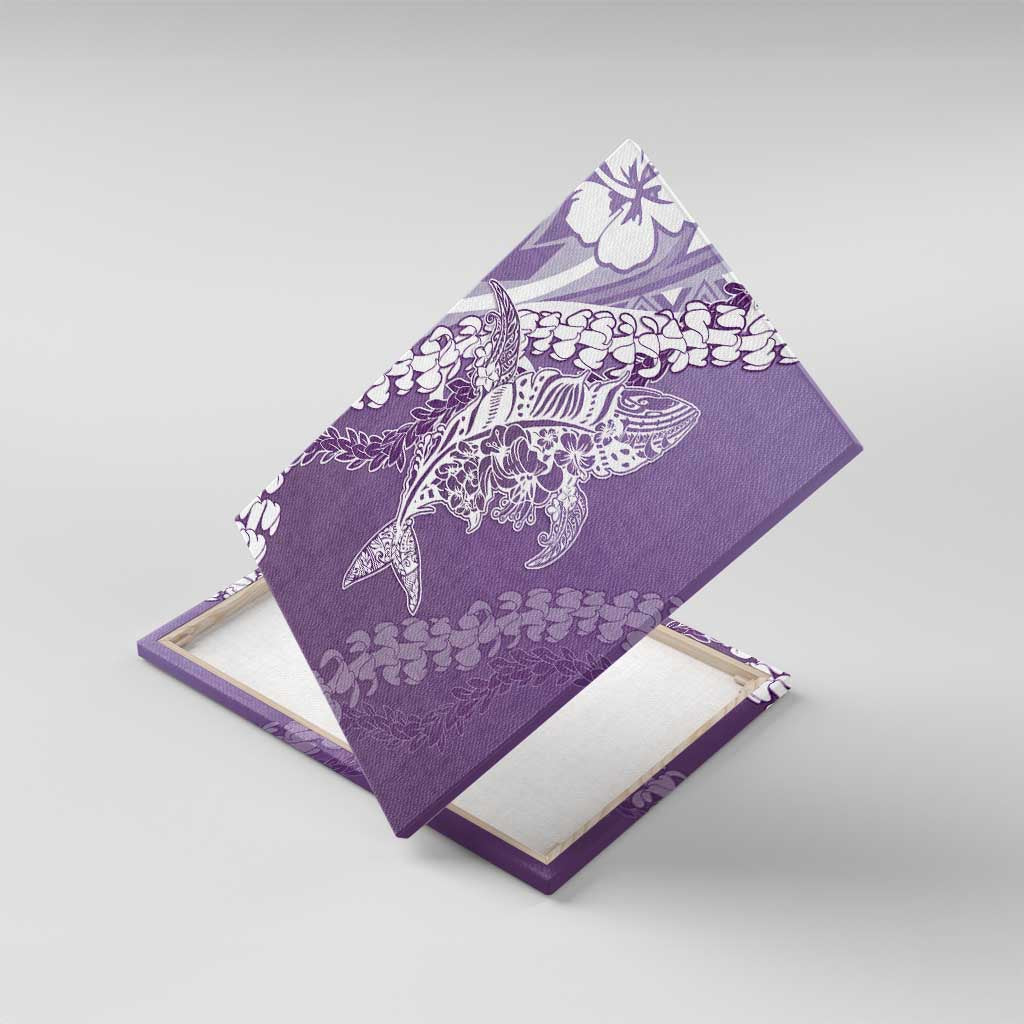 Hawaii Puakenikeni And Maile Lei Canvas Wall Art Violet Polynesian Shark Tattoo DT05 With Frame Violet - Polynesian Pride