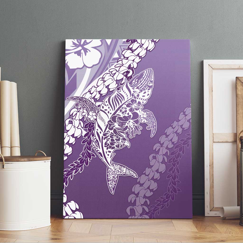 Hawaii Puakenikeni And Maile Lei Canvas Wall Art Violet Polynesian Shark Tattoo DT05 - Polynesian Pride