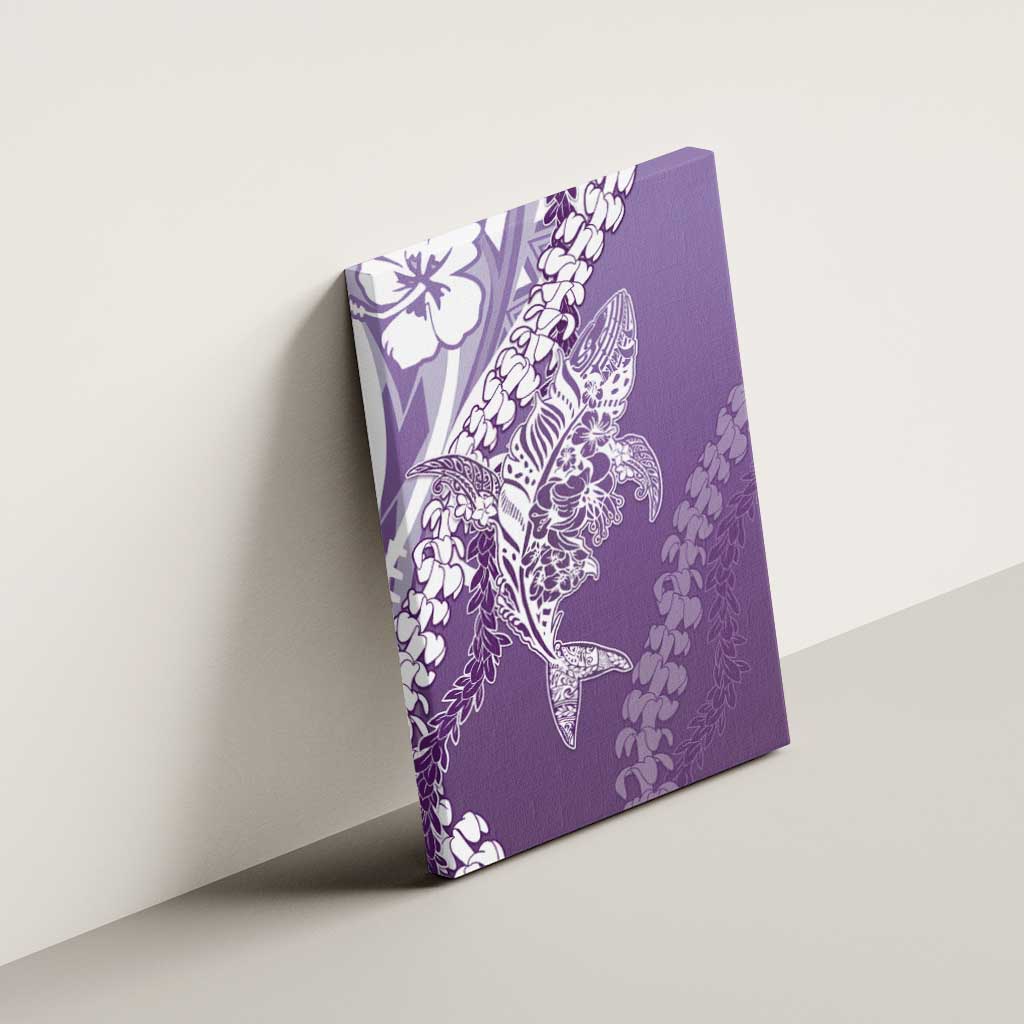 Hawaii Puakenikeni And Maile Lei Canvas Wall Art Violet Polynesian Shark Tattoo DT05 - Polynesian Pride