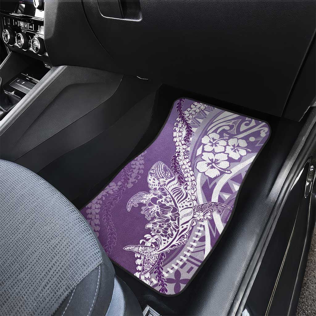 Hawaii Puakenikeni And Maile Lei Car Mats Violet Polynesian Shark Tattoo DT05