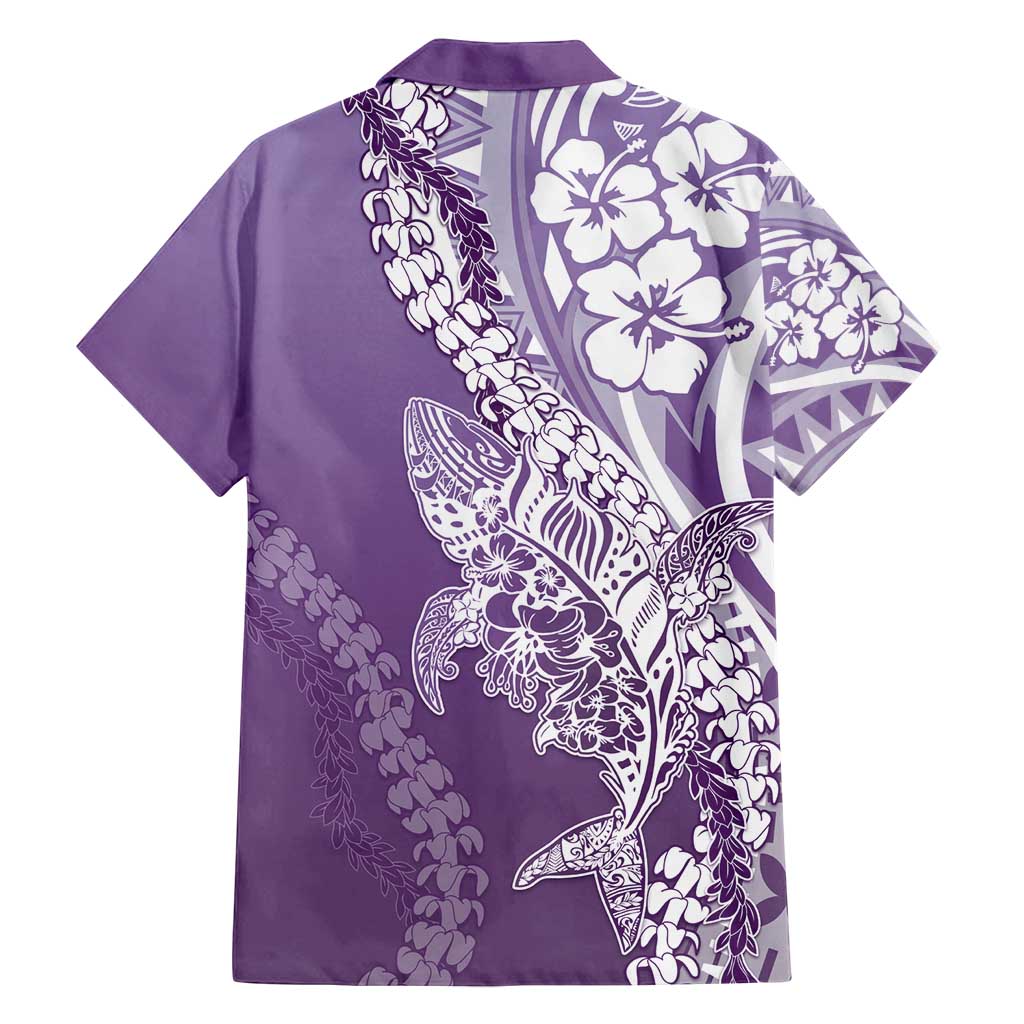 Hawaii Puakenikeni And Maile Lei Family Matching Summer Maxi Dress and Hawaiian Shirt Violet Polynesian Shark Tattoo DT05
