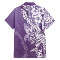 Hawaii Puakenikeni And Maile Lei Family Matching Summer Maxi Dress and Hawaiian Shirt Violet Polynesian Shark Tattoo DT05