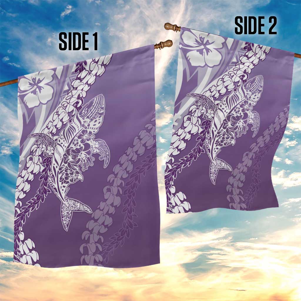 Hawaii Puakenikeni And Maile Lei Garden Flag Violet Polynesian Shark Tattoo DT05