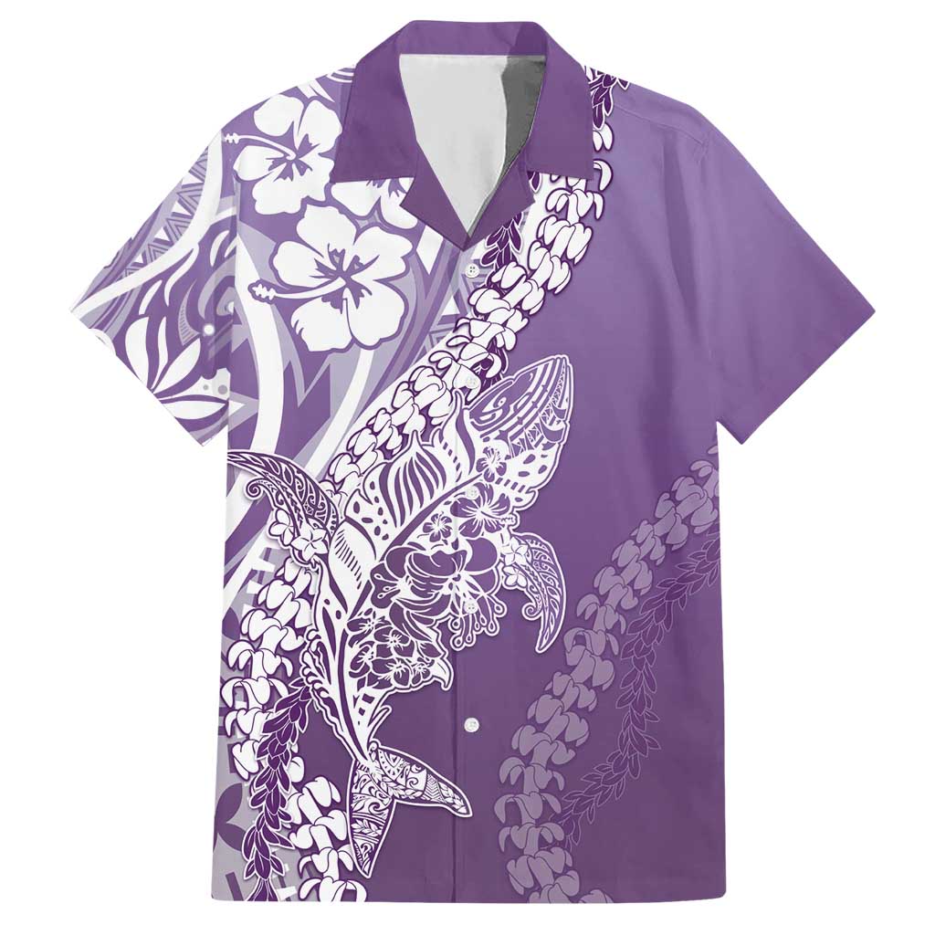 Hawaii Puakenikeni And Maile Lei Hawaiian Shirt Violet Polynesian Shark Tattoo DT05 Violet - Polynesian Pride