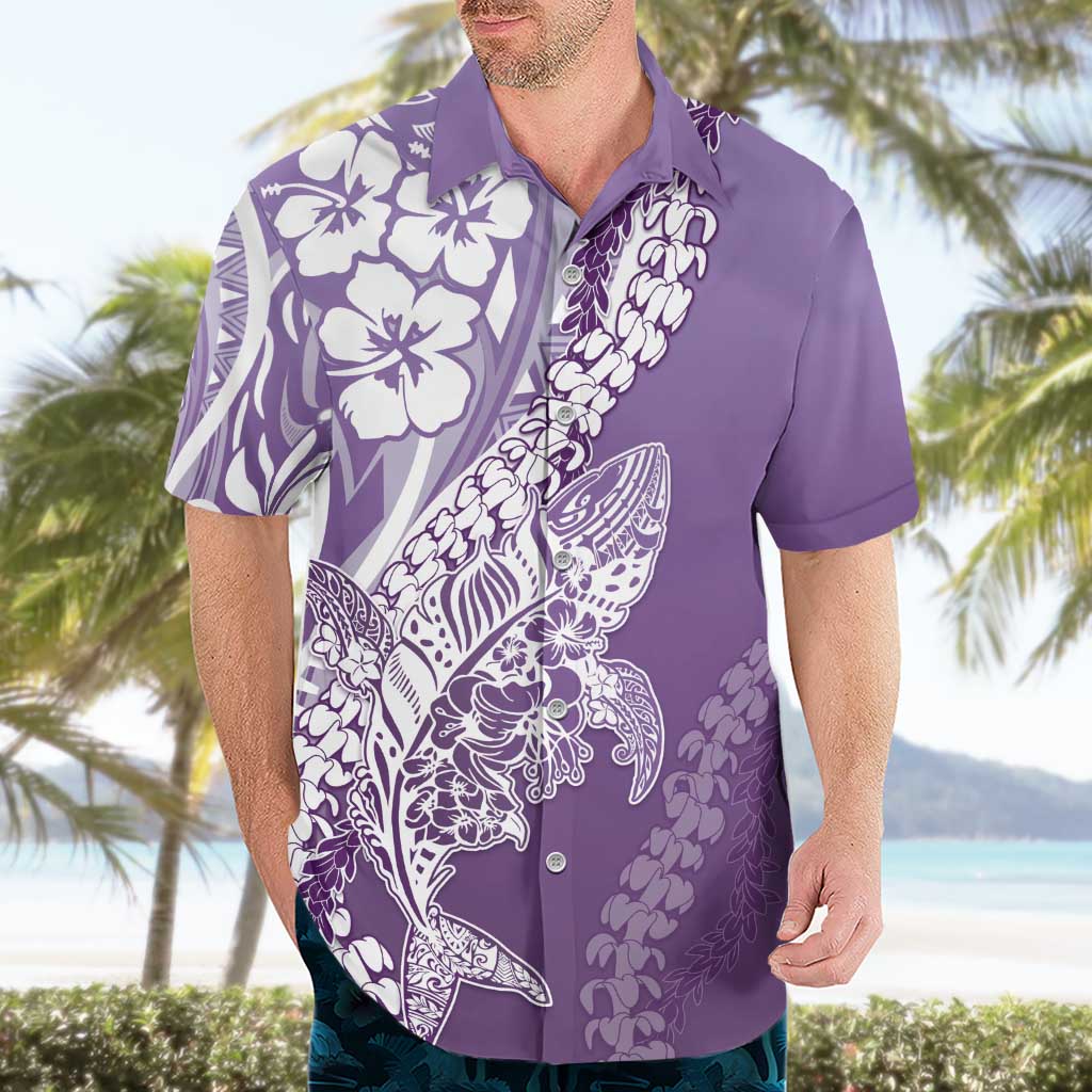 Hawaii Puakenikeni And Maile Lei Hawaiian Shirt Violet Polynesian Shark Tattoo DT05 - Polynesian Pride