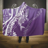 Hawaii Puakenikeni And Maile Lei Hooded Blanket Violet Polynesian Shark Tattoo DT05 - Polynesian Pride