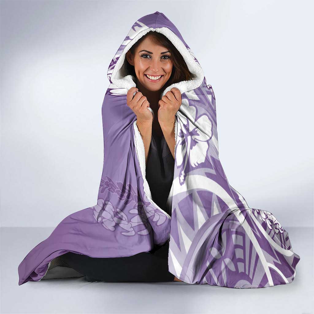 Hawaii Puakenikeni And Maile Lei Hooded Blanket Violet Polynesian Shark Tattoo DT05 - Polynesian Pride
