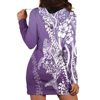 Hawaii Puakenikeni And Maile Lei Hoodie Dress Violet Polynesian Shark Tattoo DT05