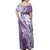 Hawaii Puakenikeni And Maile Lei Off Shoulder Maxi Dress Violet Polynesian Shark Tattoo DT05