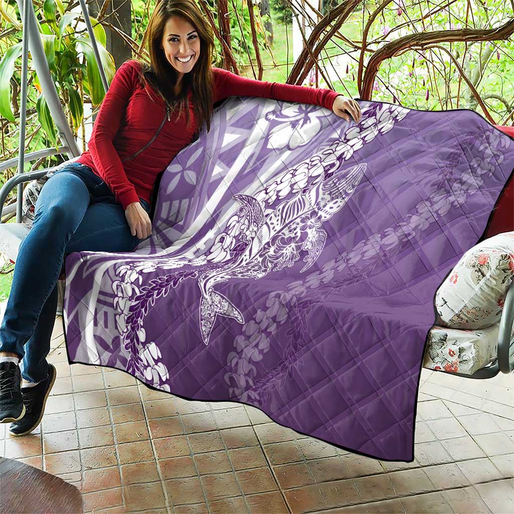 Hawaii Puakenikeni And Maile Lei Quilt Violet Polynesian Shark Tattoo DT05