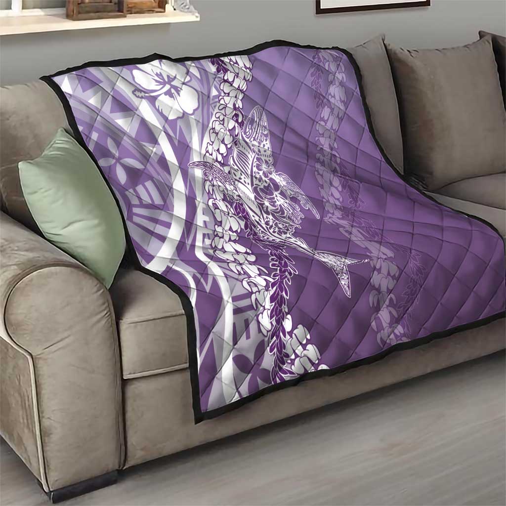 Hawaii Puakenikeni And Maile Lei Quilt Violet Polynesian Shark Tattoo DT05