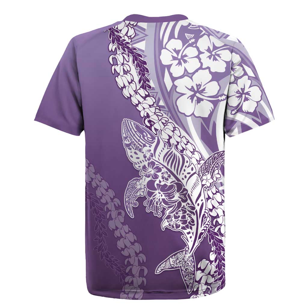 Hawaii Puakenikeni And Maile Lei Rugby Jersey Violet Polynesian Shark Tattoo DT05 - Polynesian Pride