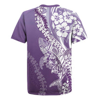 Hawaii Puakenikeni And Maile Lei Rugby Jersey Violet Polynesian Shark Tattoo DT05 - Polynesian Pride