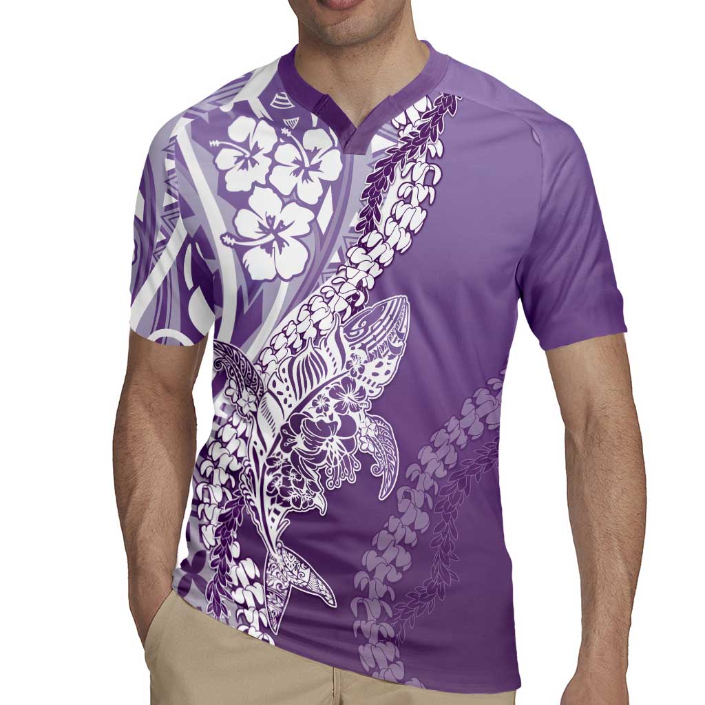 Hawaii Puakenikeni And Maile Lei Rugby Jersey Violet Polynesian Shark Tattoo DT05 - Polynesian Pride