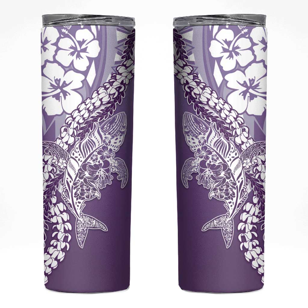 Hawaii Puakenikeni And Maile Lei Skinny Tumbler Violet Polynesian Shark Tattoo DT05