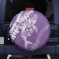Hawaii Puakenikeni And Maile Lei Spare Tire Cover Violet Polynesian Shark Tattoo DT05