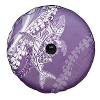 Hawaii Puakenikeni And Maile Lei Spare Tire Cover Violet Polynesian Shark Tattoo DT05