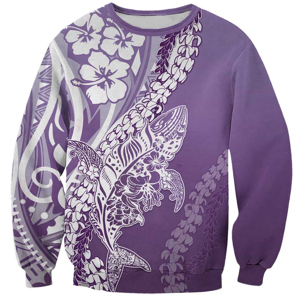 Hawaii Puakenikeni And Maile Lei Sweatshirt Violet Polynesian Shark Tattoo DT05 Unisex Violet - Polynesian Pride