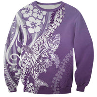 Hawaii Puakenikeni And Maile Lei Sweatshirt Violet Polynesian Shark Tattoo DT05