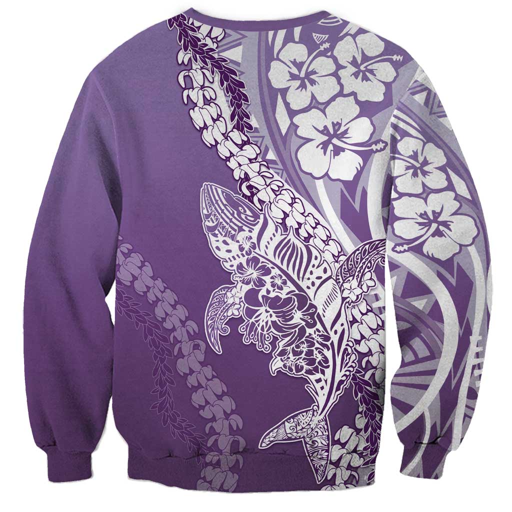 Hawaii Puakenikeni And Maile Lei Sweatshirt Violet Polynesian Shark Tattoo DT05