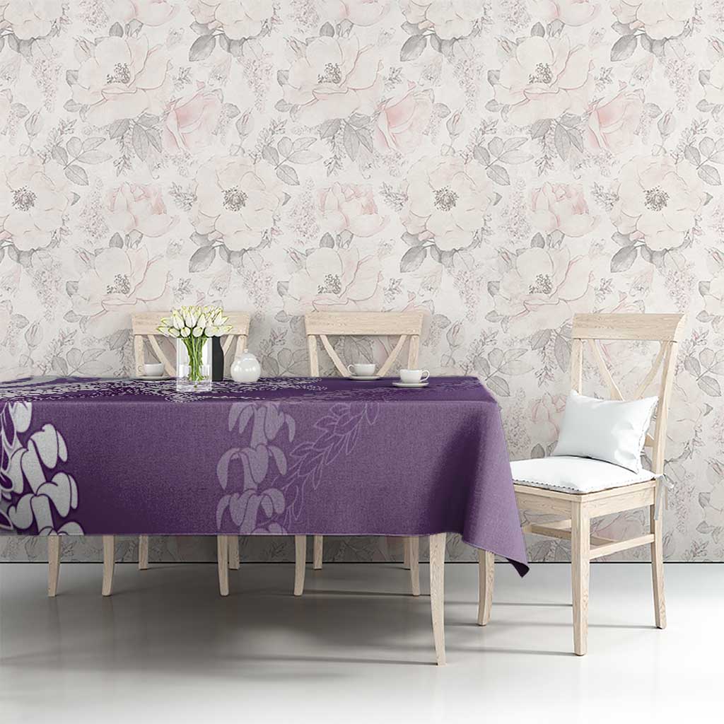Hawaii Puakenikeni And Maile Lei Tablecloth Violet Polynesian Shark Tattoo DT05 - Polynesian Pride