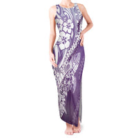 Hawaii Puakenikeni And Maile Lei Tank Maxi Dress Violet Polynesian Shark Tattoo DT05