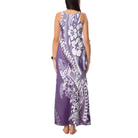 Hawaii Puakenikeni And Maile Lei Tank Maxi Dress Violet Polynesian Shark Tattoo DT05