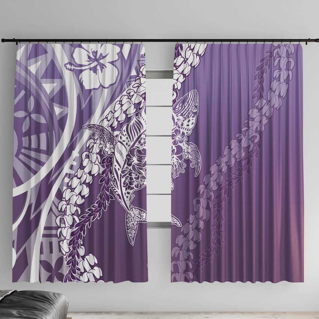 Hawaii Puakenikeni And Maile Lei Window Curtain Violet Polynesian Shark Tattoo DT05
