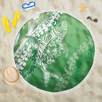 Hawaii Puakenikeni And Maile Lei Beach Blanket Green Polynesian Shark Tattoo DT05 One Size 150cm Green - Polynesian Pride