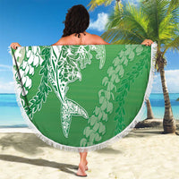 Hawaii Puakenikeni And Maile Lei Beach Blanket Green Polynesian Shark Tattoo DT05 - Polynesian Pride
