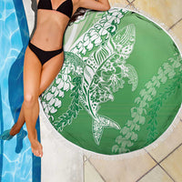 Hawaii Puakenikeni And Maile Lei Beach Blanket Green Polynesian Shark Tattoo DT05 - Polynesian Pride