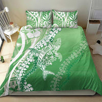 Hawaii Puakenikeni And Maile Lei Bedding Set Green Polynesian Shark Tattoo DT05